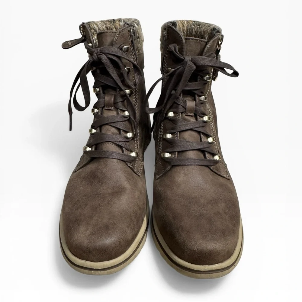Cliffs by White Mountain Hearten Lace Up Booties Brown Womens Y2K Size US 9